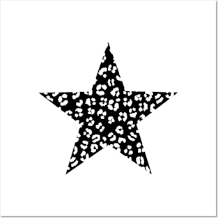 Black and White Leopard Cheetah Print Star Posters and Art